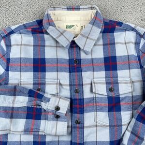 Wellen Shirt Mens Medium Blue Mendo Flannel Plaid Outdoor Workwear Huckberry